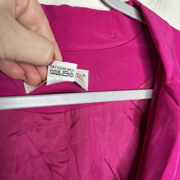 Adam Douglass Vintage Silk‎ Blazer Womens XL Embroidered Beaded Pink Boho 90s - Picture 9 of 16